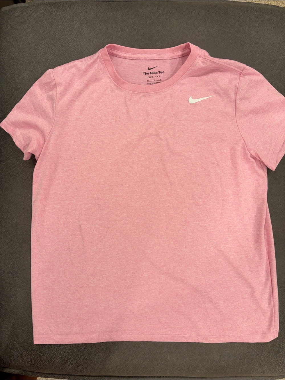 Nike Pink Heather Crew Neck Tee with White Swoosh